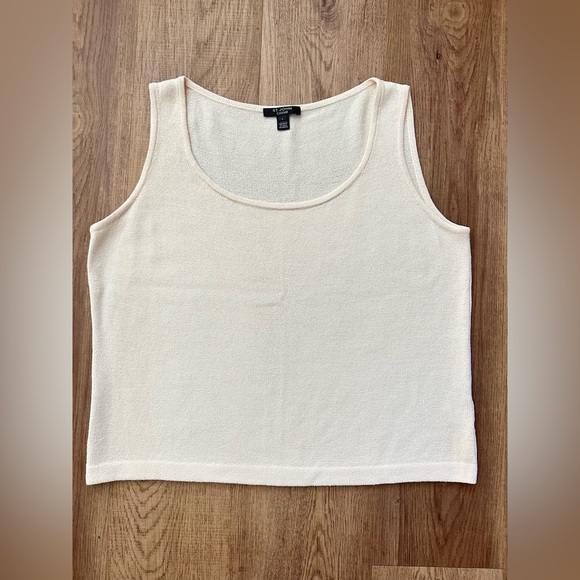 St. John Caviar Ivory Cream Boxy Tank Blouse L - Picture 1 of 2